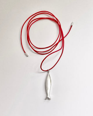 Fish Necklace on cord (Black, Coral, Aqua, Tan)